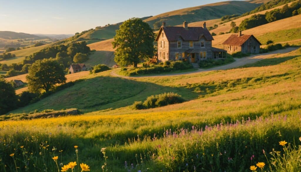 Maison en campagne entourée de verdure luxuriante